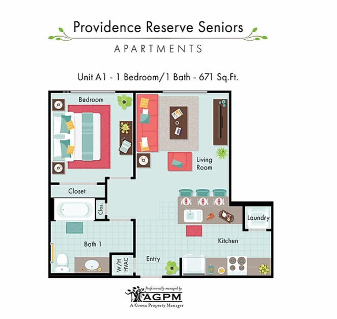 Plano de planta - Banyan Reserve Senior Apartments