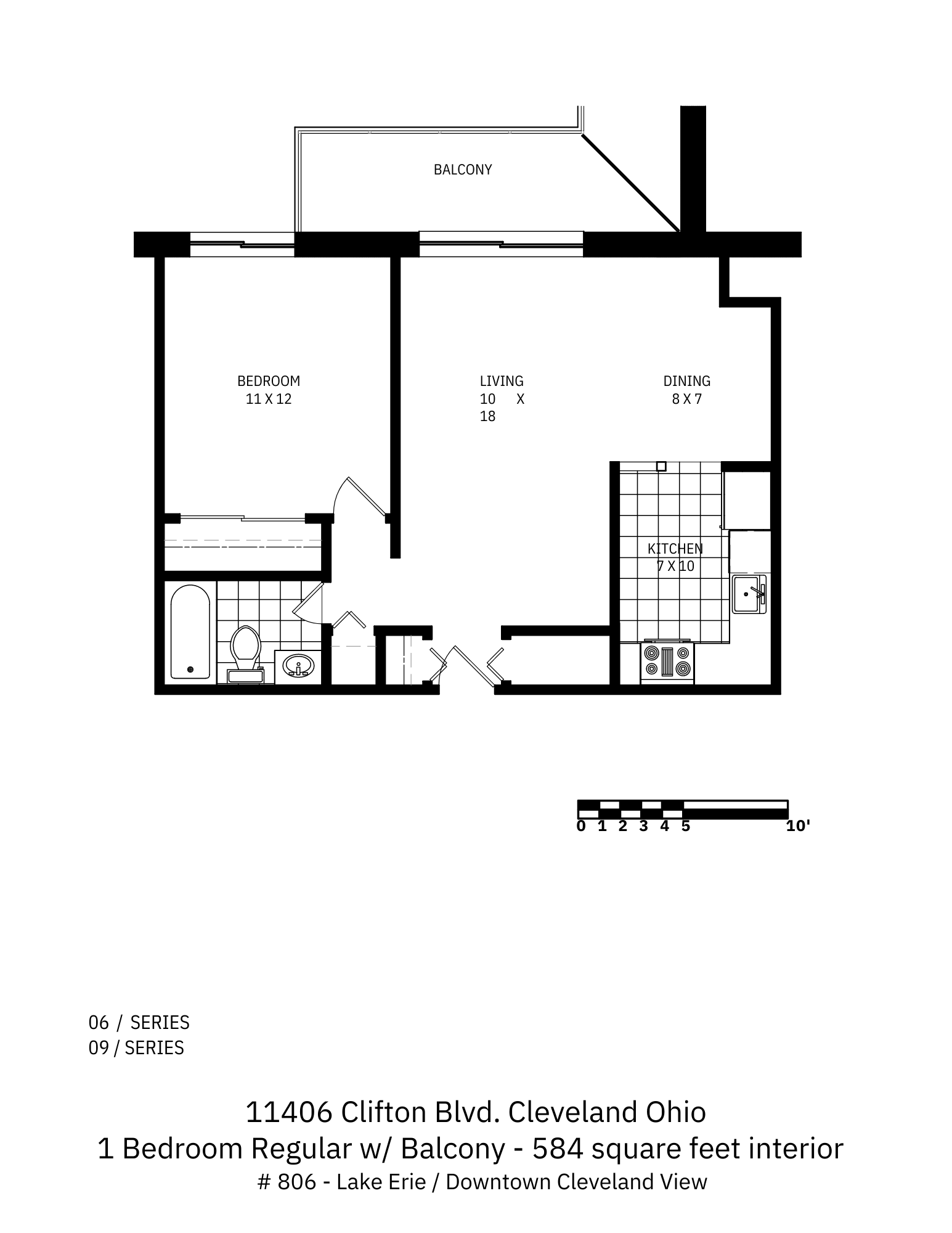 Clifton Park & Clifton House – 1 Bedroom 1 Bath C