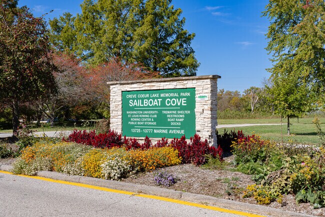 Visitors of Maryland Heights and Creve Coeur Lake are greeted by the landscaping and flowers.