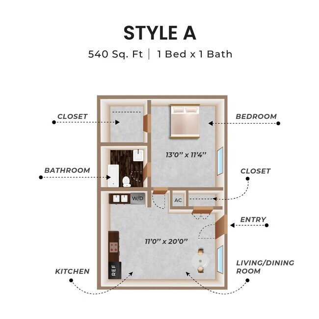 Plano de planta - Fountain Lakes Apartments