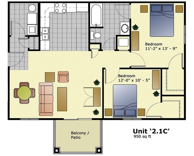 2HAB/1BA - Westbrook Apartments