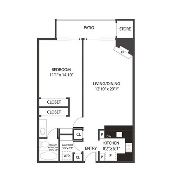 the is reverse from image. living/kitchen on left side, bed/bath on right. balcony is full width - 8505 Gulana Ave