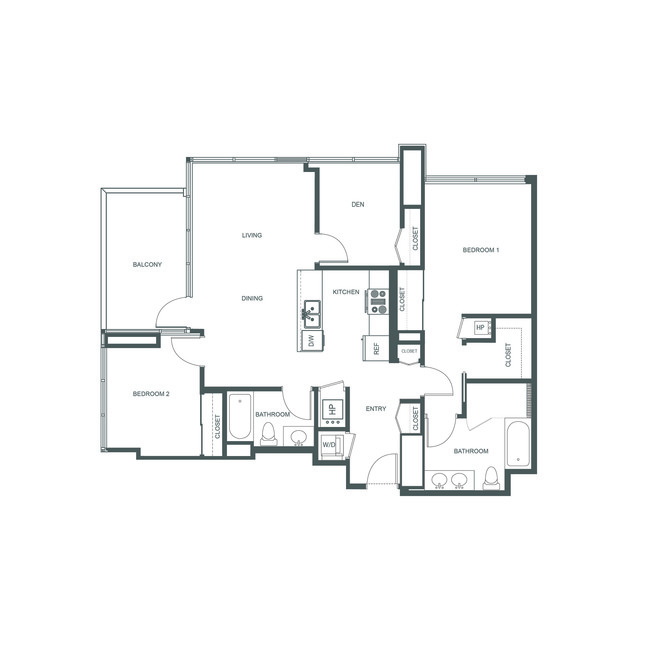 2x2+sala de estar 1185 ft² - Pinnacle on The Park