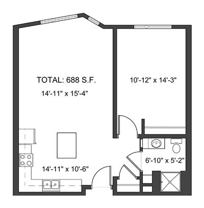 1BR/1BA B - Gateway Lofts