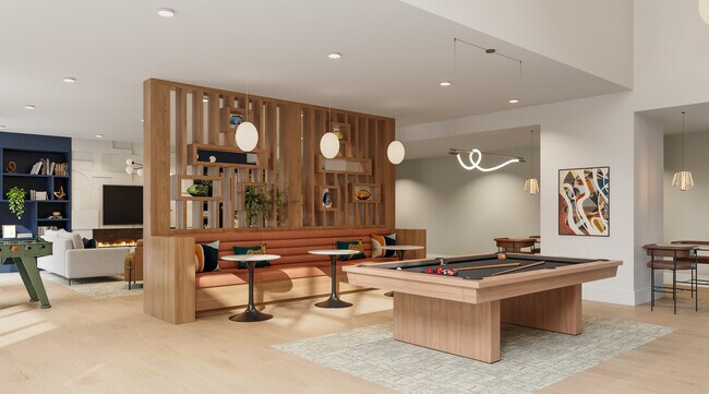 Salón social con mesa de billar - Evelyn City Lofts