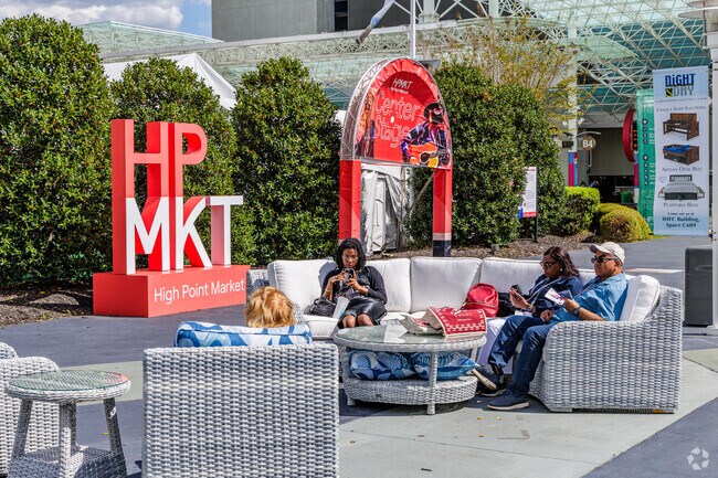 Shoppers relax in Downtown High Point.