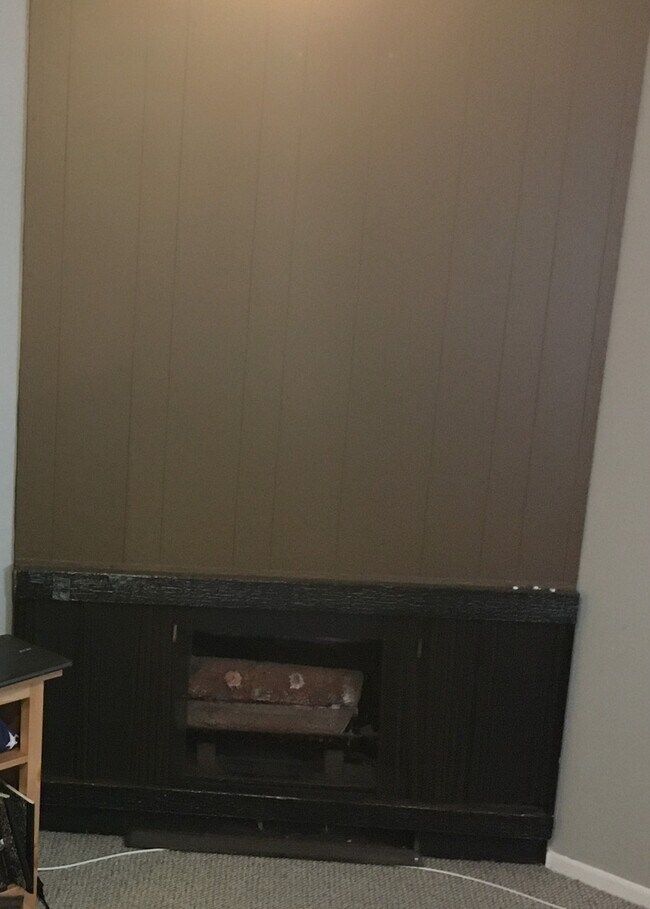 gas log fireplace, big wall above for tv or art - 128 15th St