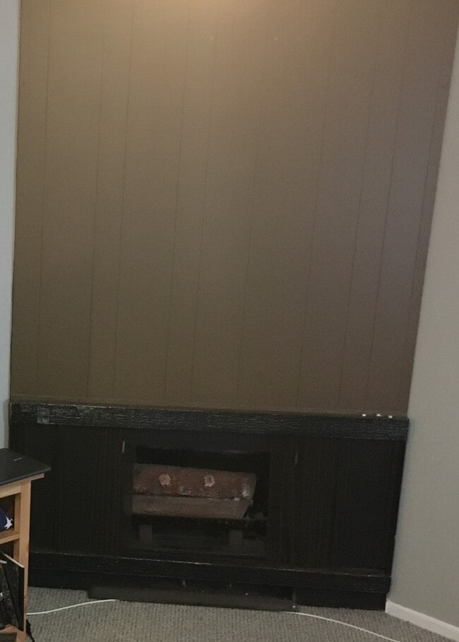 gas log fireplace, big wall above for tv or art - 128 15th St