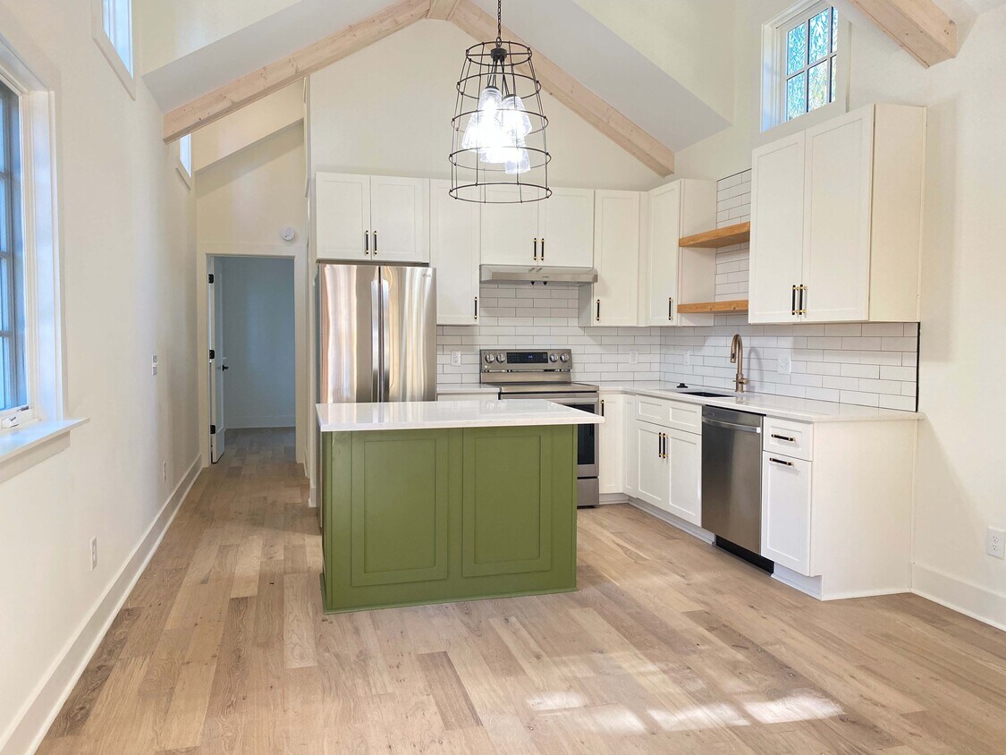 Main Kitchen and Living Area with Vaulted Ceilings and incredible light - 1216 Forrest Ave