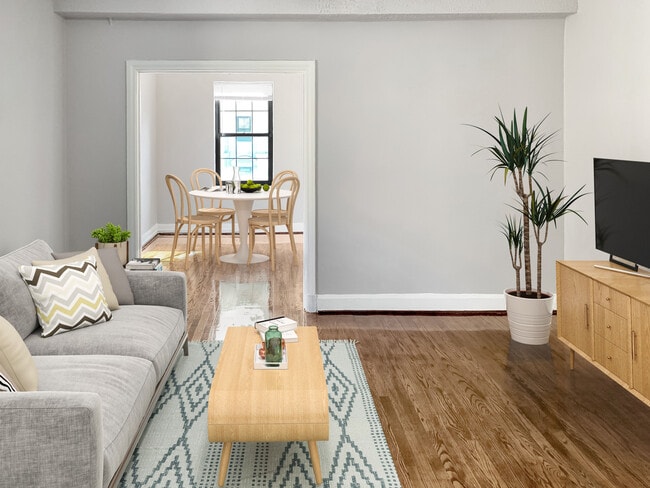 Living room and dining room (virtually staged) - The Chalfonte