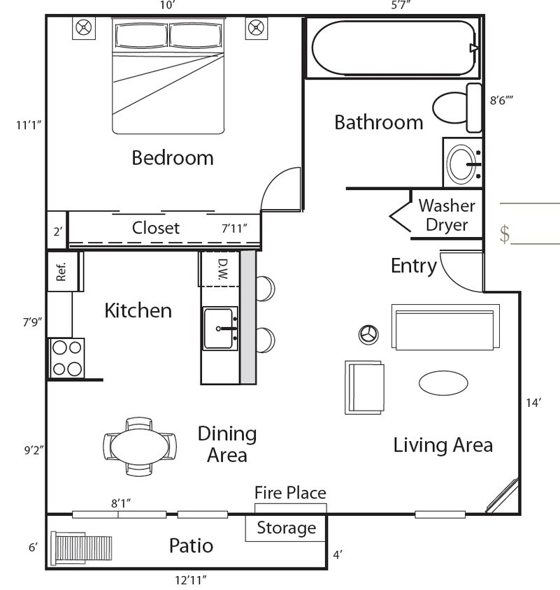 1BR/1BA - Garden Square