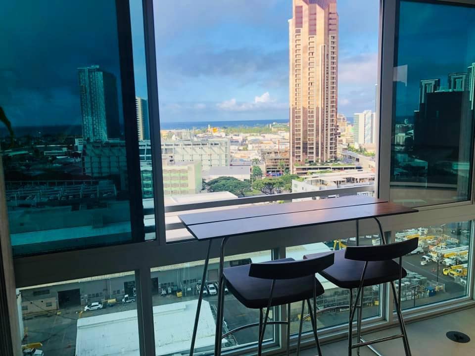 Glass of wine with a view - 801 S King St (Honolulu, HI)