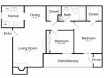 2Bedroom,1Bathroom (Renovated)