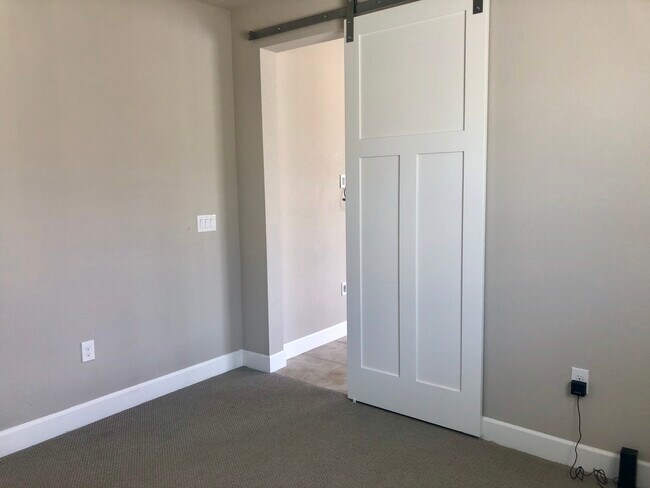 sliding barn door between living space and full size bedroom - 919 Perennial Ter