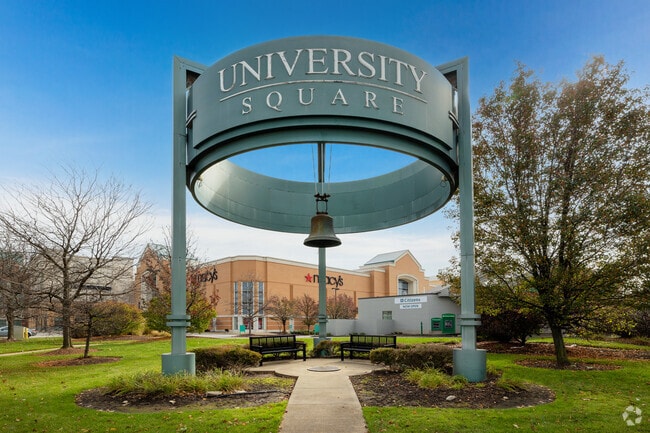 The Freedom Bell outside the University Square shopping center.