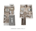 2 Bed, 1.5 Bath Townhome 1,156-1,160 sq. ft.