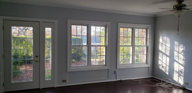 Living Room, lots of natural light (this was taken at dusk), looking out onto private backyard (with - 3224 Wellington Rd