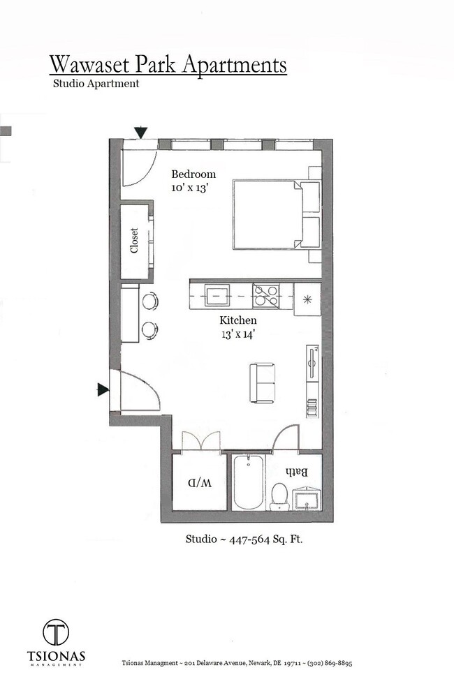 Plano de planta del estudio - Wawaset Park Apartments