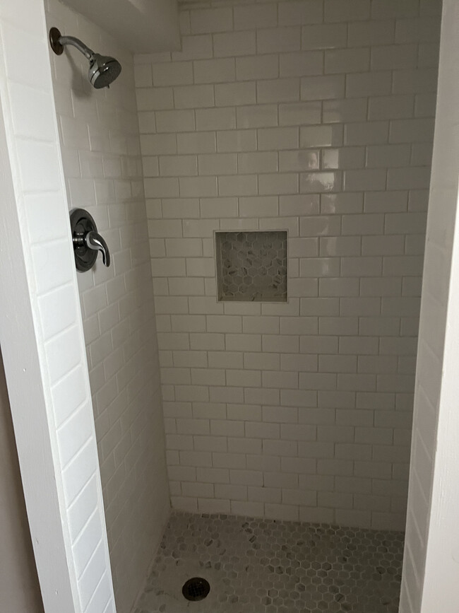 Large shower has a light and fan inside. - 4017 N Maple St