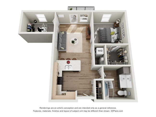Floorplan B2 1bed with Den - Twenty08 Apartments