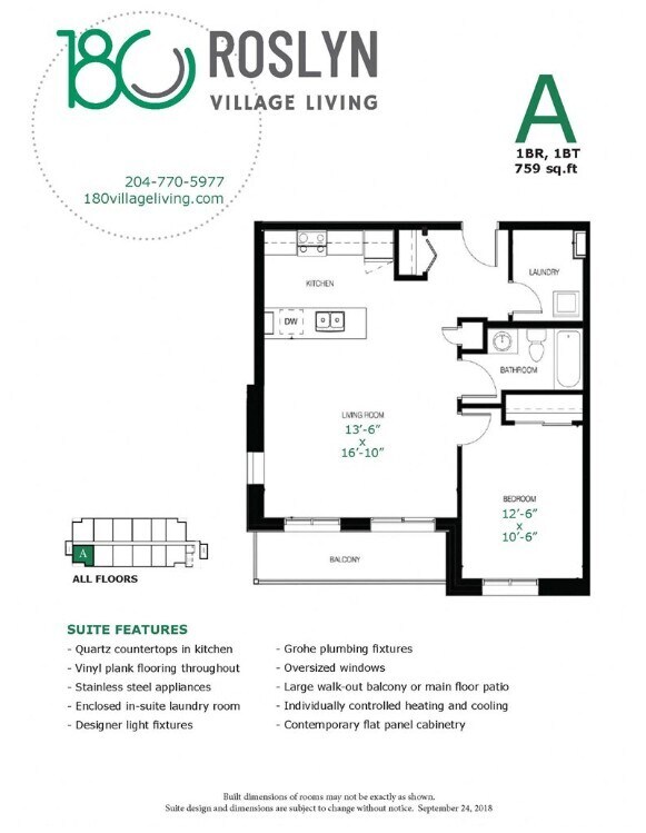 1 Bed 1 Bath - 180 Roslyn