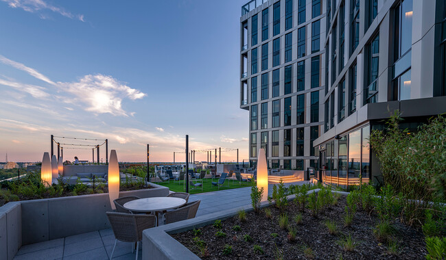 Breathtaking views and comfortable seating from your rooftop deck - The Elm