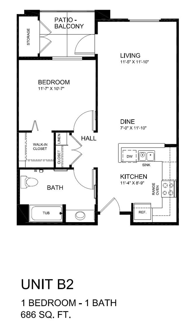 1-Bed/1-Bath - 686SF - The Quince Street Senior Apartments