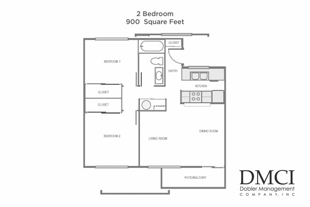 Apartamento de dos habitaciones y un baño - 900 pies cuadrados - Chambers Pointe Apartments