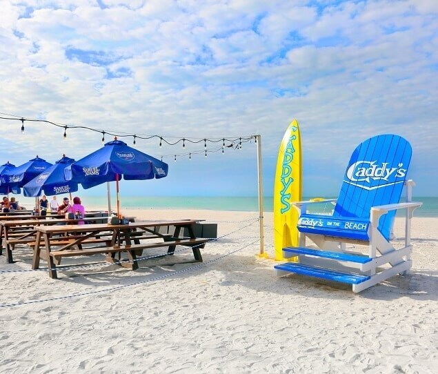 Caddy's on the Beach is a popular hotspot with live music and DJs