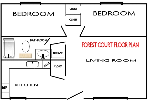 2BR/1BA - Forest Court Apartments