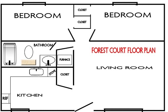 2HAB/1BA - Forest Court Apartments