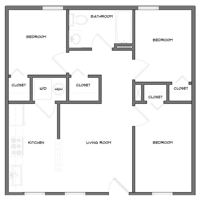 Three Bedroom 1 Bathroom - Seagull Village Student Housing