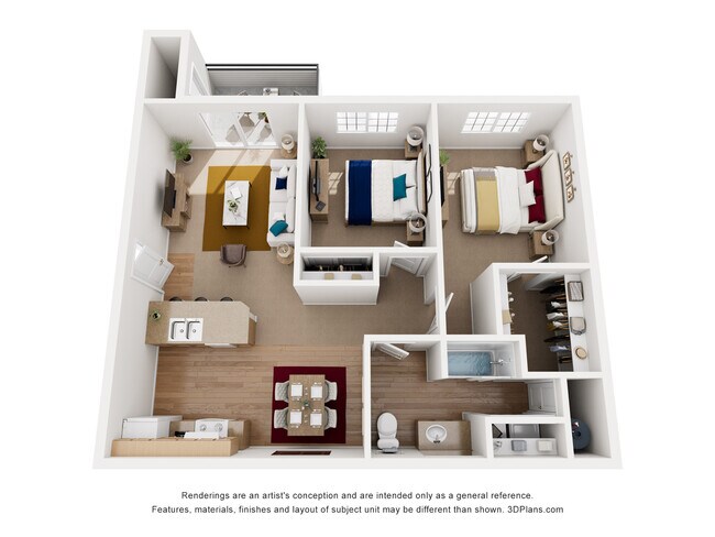 2 habitaciones, 1 baño grande - River Rock Apartments