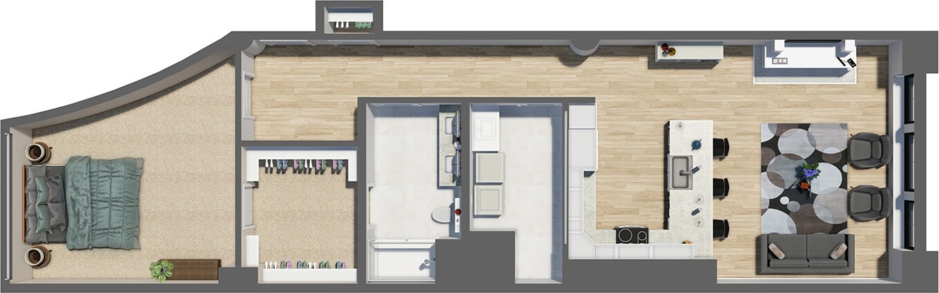 Residences at Halle – Suite Style 18 - 1 Bedroom 1 Bath