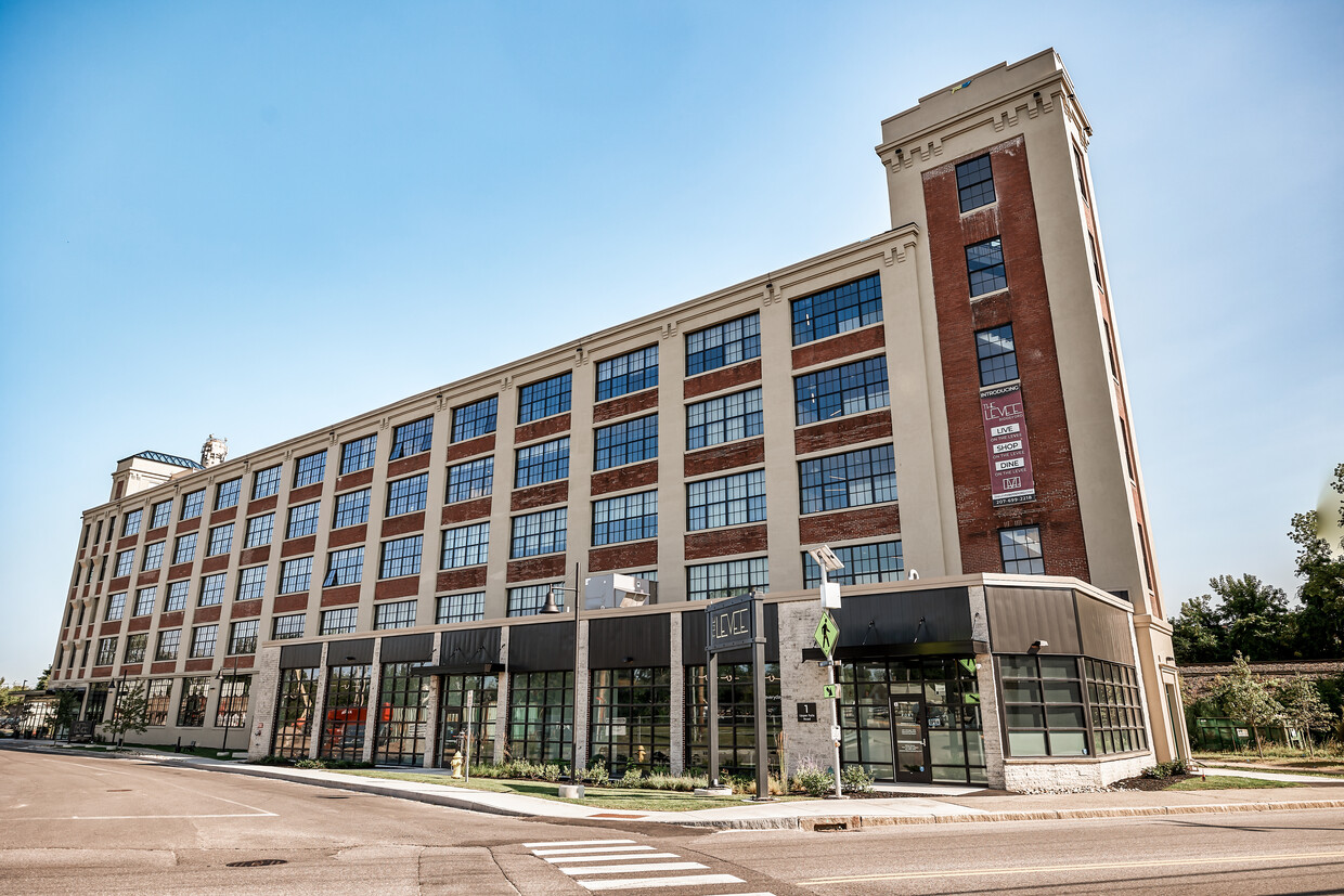 Lofts on the Levee - Exterior photo from Elm St/Rte 1 - Lofts on the Levee