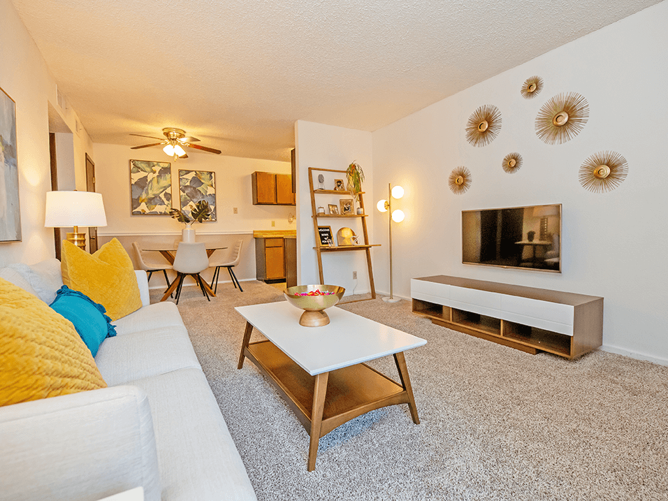 Carpeted Living Area - Fox Run Apartments