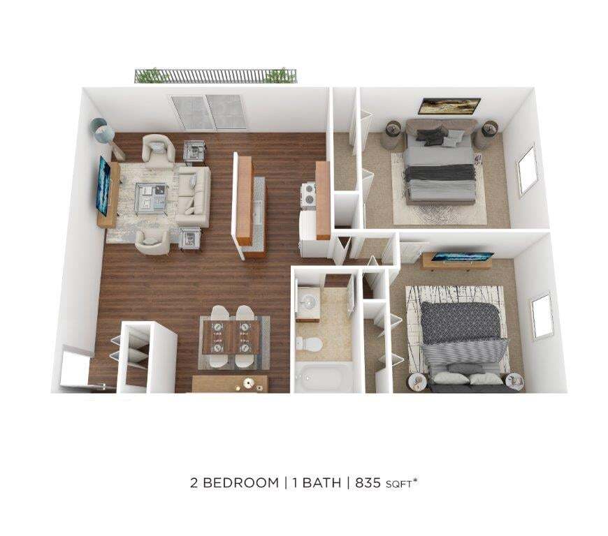 Solon Club Apartment Homes – Two Bedroom- 835 sqft