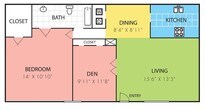 1 Bed 1 Bath with Den