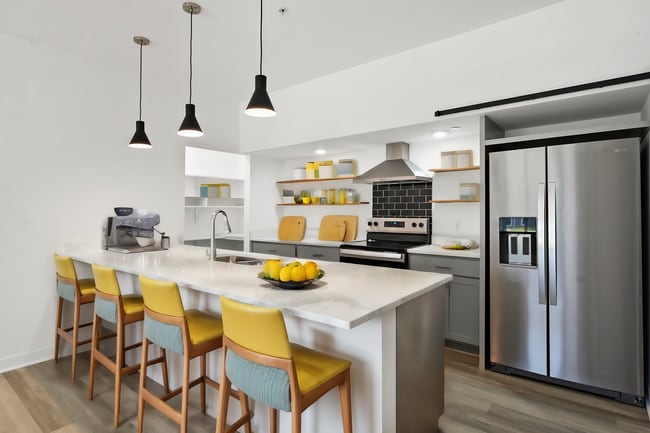 Kitchen w/ Quartz Island & Counters - Point Gardens Apartments