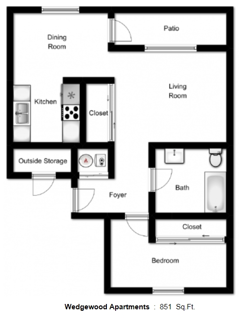 1BR/1BA - Wedgewood Apartments