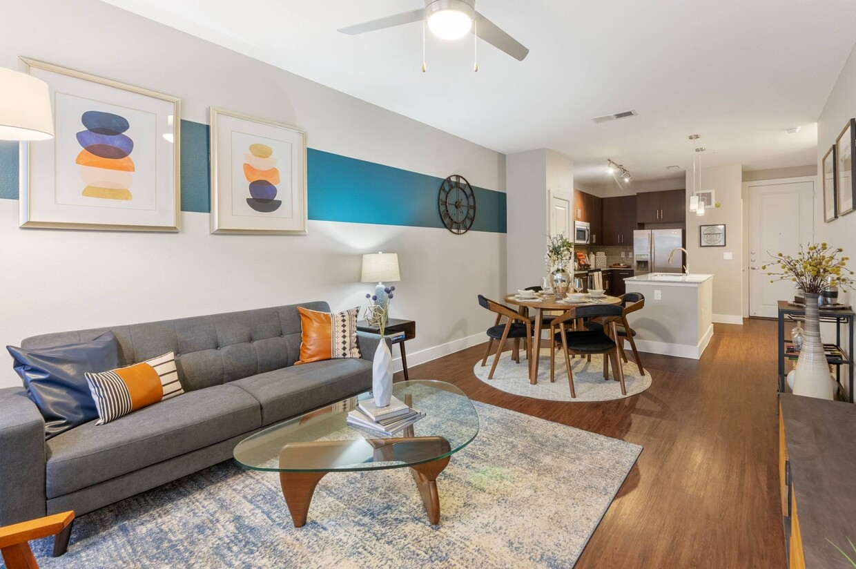 RiverfrontPark_interior_living room kitchen - AMLI Riverfront Park