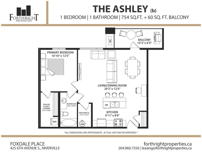 Foxdale - Floorplans - Apartment - 1 Bed - Ashley (b) - Foxdale Place