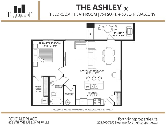Foxdale - Plans d'étage - Appartement - 1 chambre - Ashley (b) - Foxdale Place