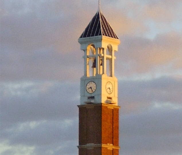 The bell tower is a landmark of Purdue University