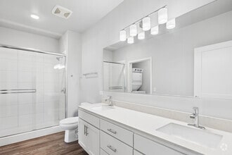 1.1A 1BR, 1BA - 819SF - Primary Bathroom - Watermark at The Grove