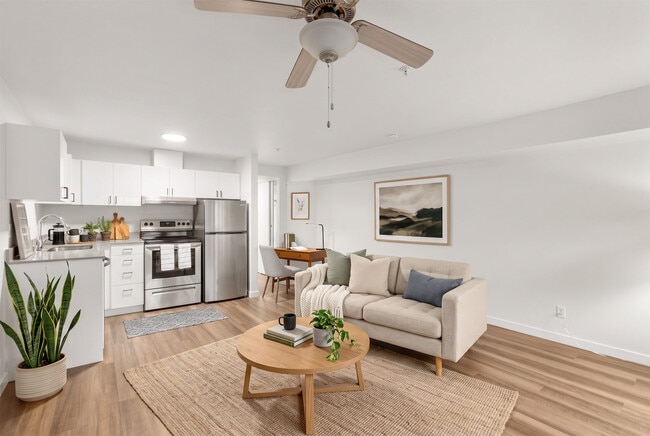 Compact open layout with space for a desk - a straightforward fit if you work from home some days. - The Baxter