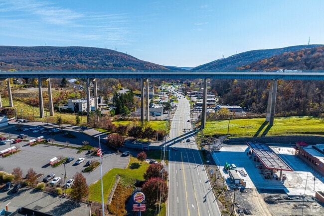Visit Clarks Summit's downtown shopping district with its scenic bridge overpass.