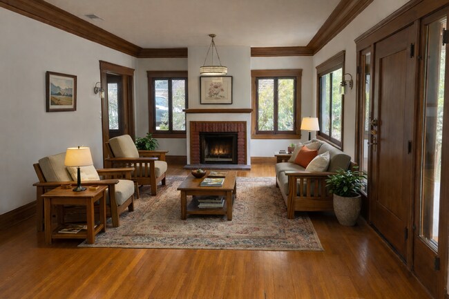 Sala de estar virtualmente preparada por IA - 147 N Baldwin Ave