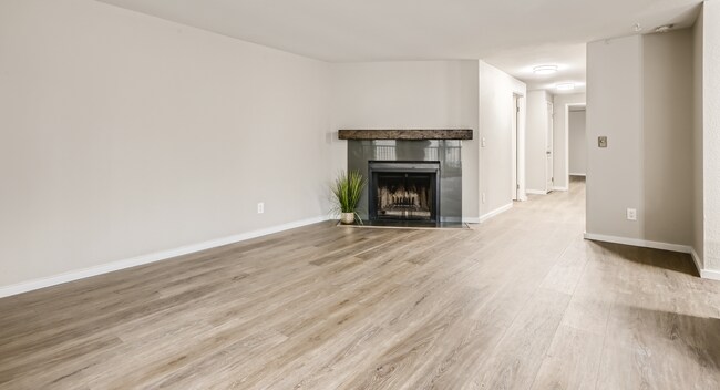 Living room with wood burning fireplace - 19851 25th Ave NE