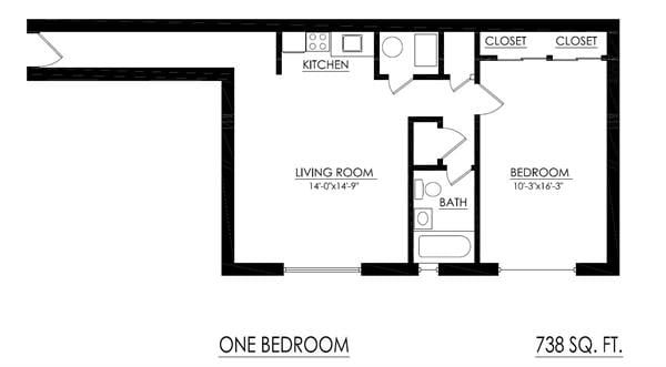 WJM Cedar Apartments – 1 Bedroom 1 Bath Standard